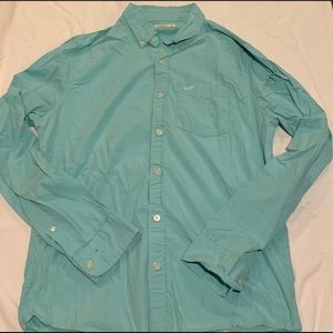 Large Hollister teal button up
